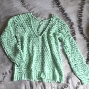 New Free People Sea-foam Green Slouchy Sweater